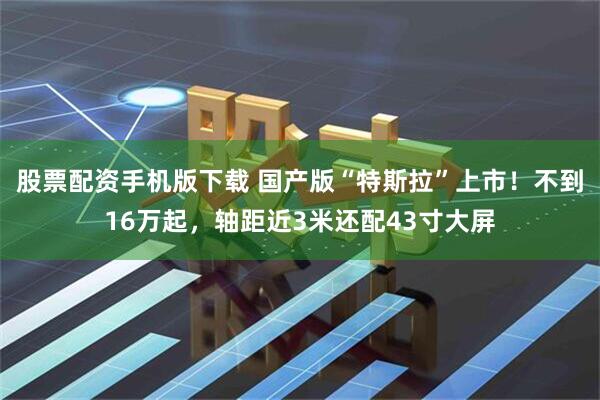 股票配资手机版下载 国产版“特斯拉”上市！不到16万起，轴距近3米还配43寸大屏